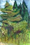 Japanese Fir Tree by Donna Southern Art, Painting, Acrylic and charcoal on canvas