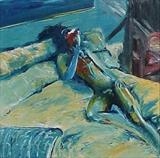 male nude,reclining by Donna Southern, Giclee Print, Oil on Board