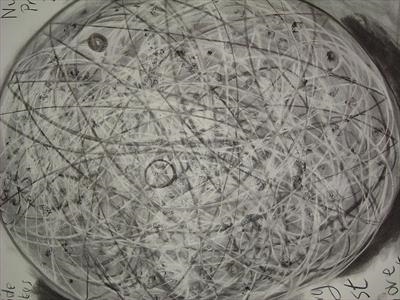 A Cell - Quantum series by Donna Southern, Drawing, Charcoal on Paper