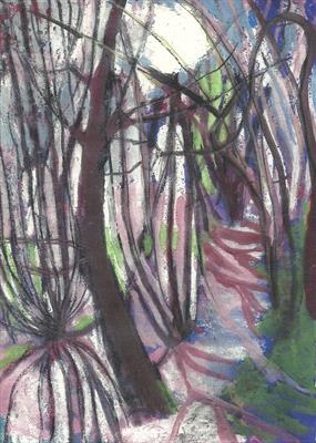 Light in the Trees 1 by Donna Southern Art, Painting, Mixed Media on paper