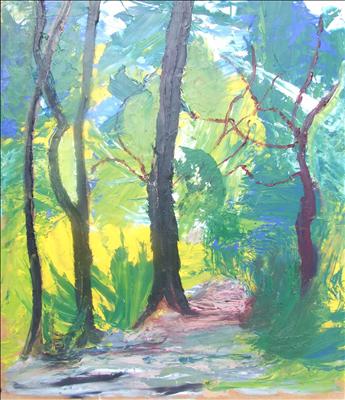 Walk in the Trees by Donna Southern, Painting, Oil on Board